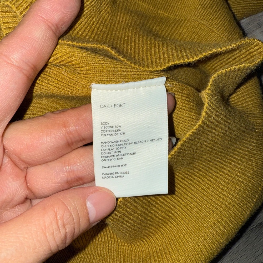Oak Fort Mustard Yellow Asymmetrical Neckline‎ Knit Sweater Women's Size S - Picture 6 of 7